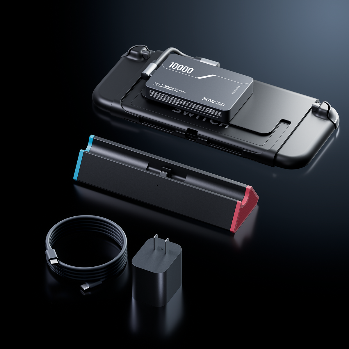 The ANTANK kit includes a Switch 2 dock, a Type-C to Type-C power adapter, and a 1000mAh magnetic power bank—everything you need to carry just one set and enjoy a full day of gaming on the go.