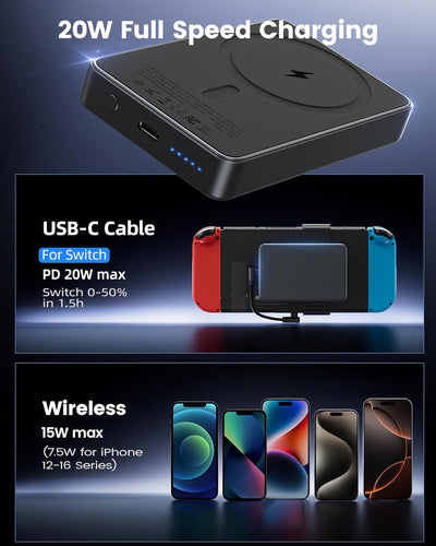 Antank 2 in 1 磁気パワーバンク for Switch & iPhone 16