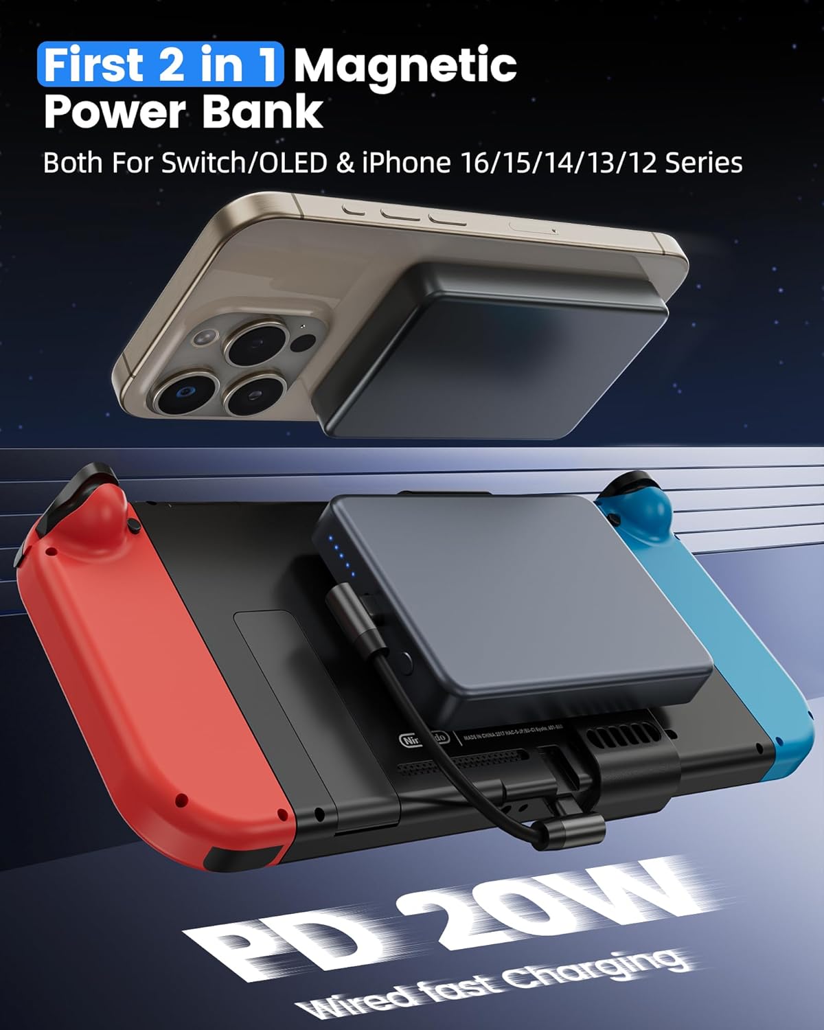 Antank 2 in 1 Magnetic Power Bank for Switch & iPhone 16