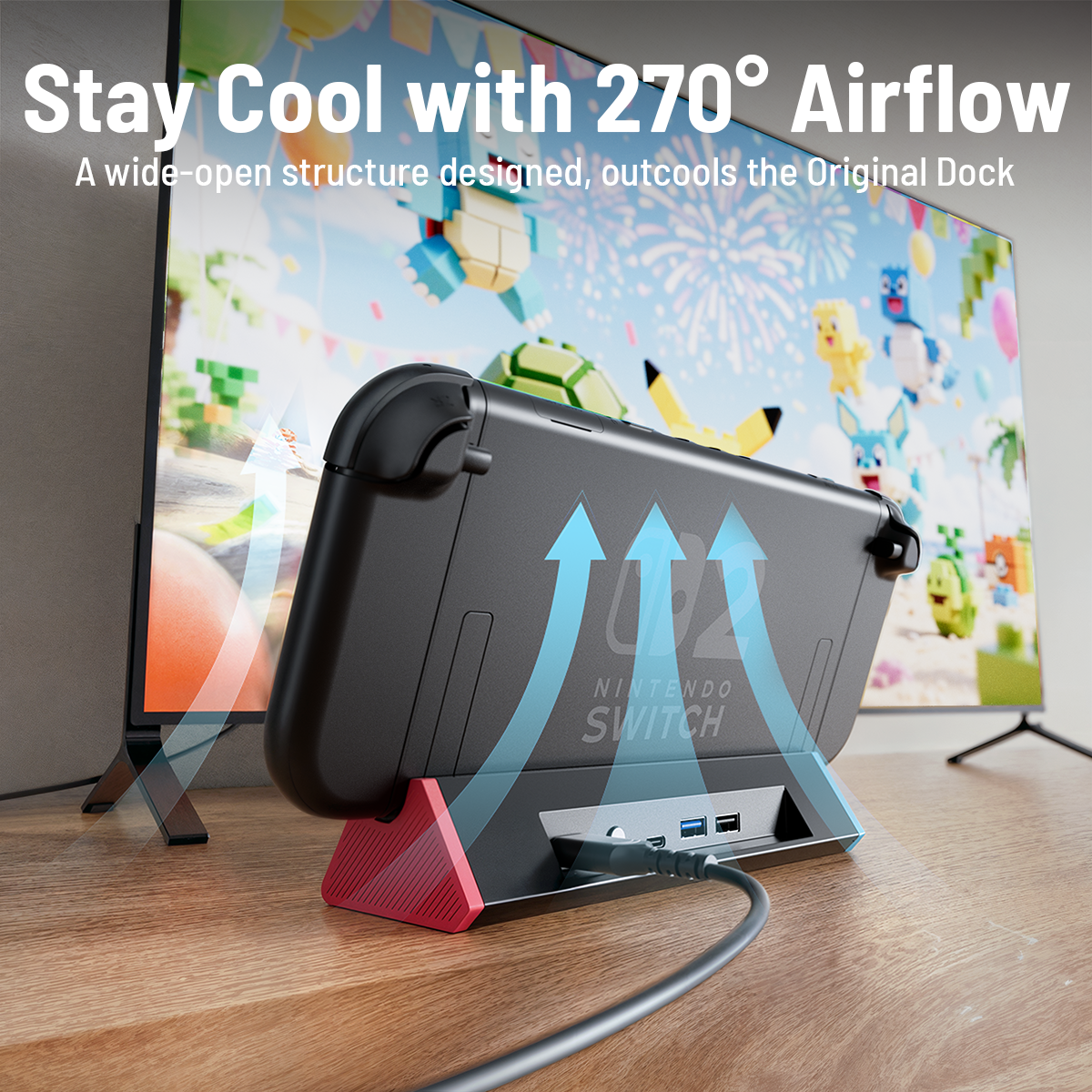 Antank S3 MAX dock with 270° airflow design, keeping your Switch 2 cool during long gaming sessions.