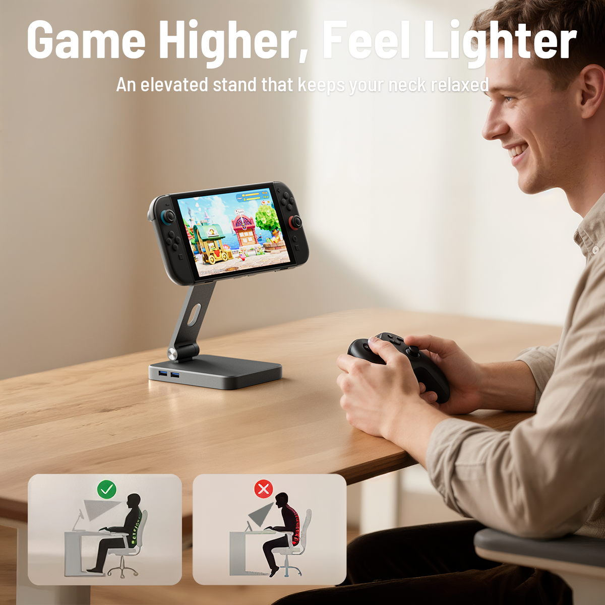 Antank Adjustable Stand for Nintendo Switch 2 with Built-in 6-in-1 Hub